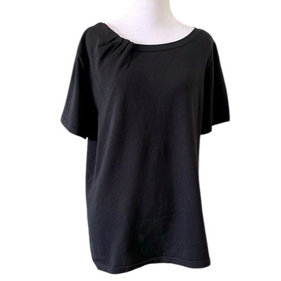 ALEX MARIE SHORT SLEEVE SILK BLEND KNIT SWEATER BLACK PLUS SIZE 1X - Picture 1 of 11